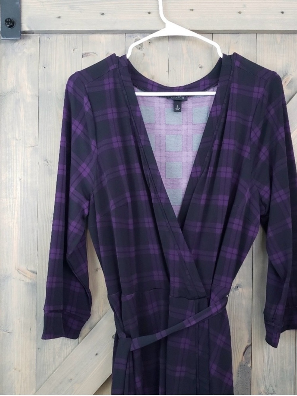 Torrid Purple Black Plaid Studio Knit Wrap Dress 2
